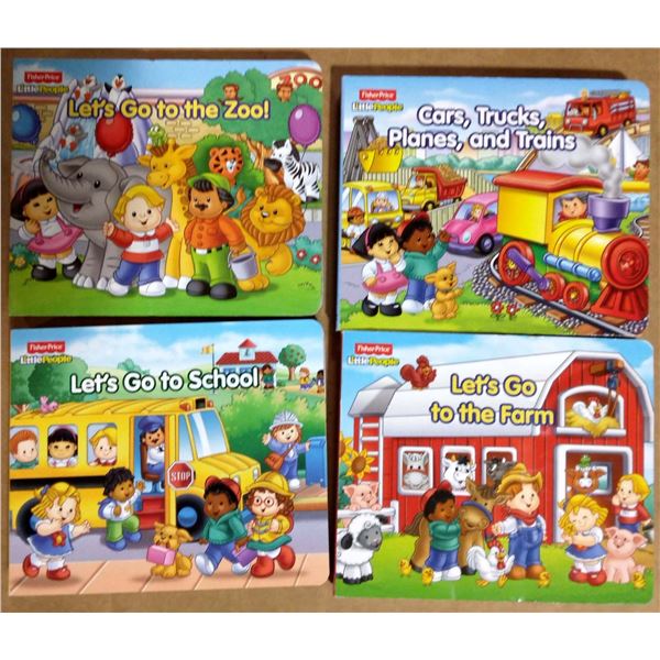 FISHER PRICE LITTLE PEOPLE 4 ASSORTED  LETS GO  HARDCOVER BOOKS / PP $6.99