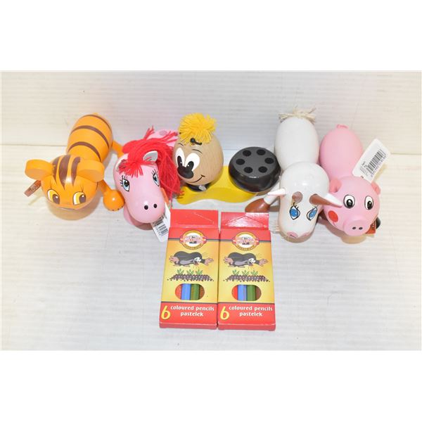 SET OF 5 NEW WOODEN TOYS - COLLECTIBLE