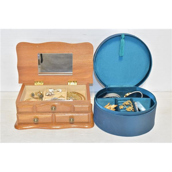 TWO JEWELLERY BOXES WITH CONTENTS