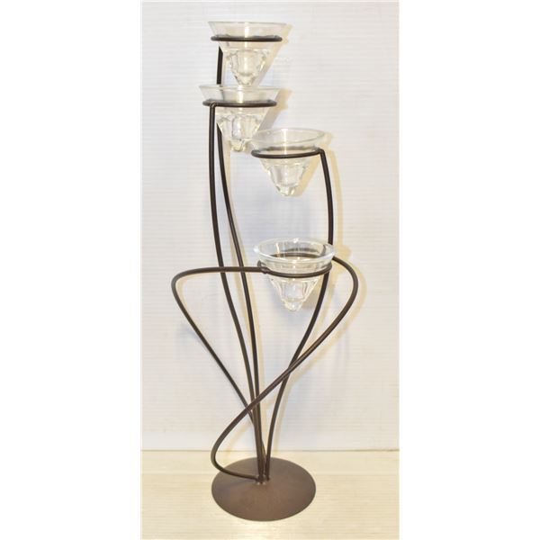 21" TALL BLACK WROUGHT IRON CANDLE HOLDER