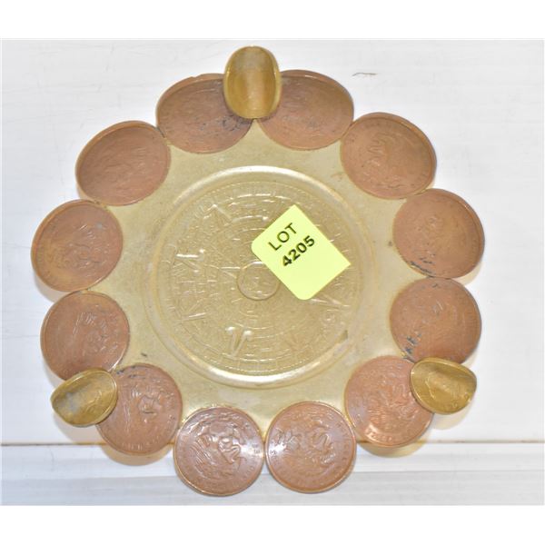 MAYAN CALENDAR MEXICAN PESO COIN ASHTRAY
