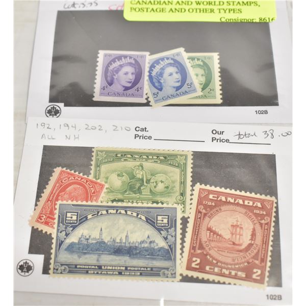 CANADIAN AND WORLD STAMPS, POSTAGE AND OTHER TYPES
