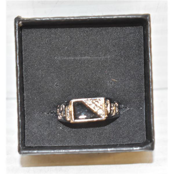 MENS TITANIUM ALLOY CUBIC ZIRCONIA BLACK