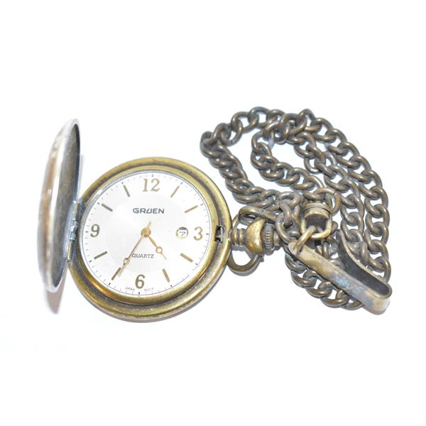 VINTAGE GRUEN POCKET WATCH WITH CHAIN