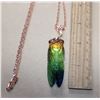 Image 1 : 9)  RAINBOW TITANIUM CARVED CICADA PENDANT