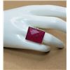 Image 1 : 11)  LAB CREATED SQUARE CUT RUBY RING,