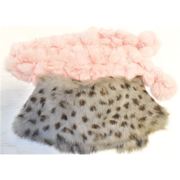 PINK RABBIT FUR SCARF & LYNX FUR COLLAR TOGETHER
