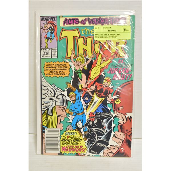 MARVEL THOR #412 COMIC NEWSSTAND, 1ST NEW