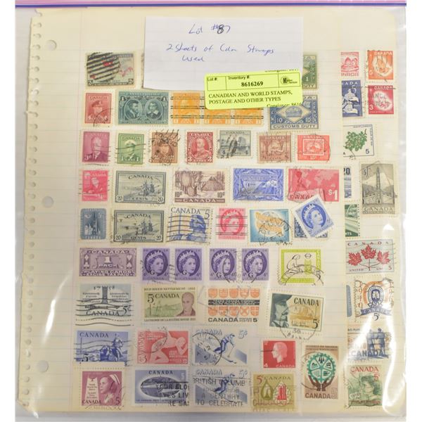 CANADIAN AND WORLD STAMPS, POSTAGE AND OTHER TYPES