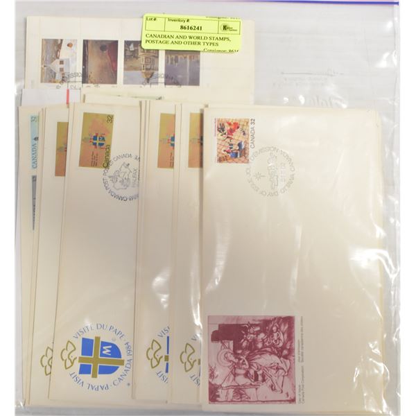 CANADIAN AND WORLD STAMPS, POSTAGE AND OTHER TYPES