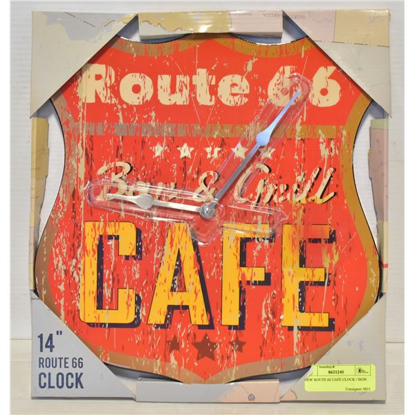 NEW ROUTE 66 CAFE CLOCK / SIGN