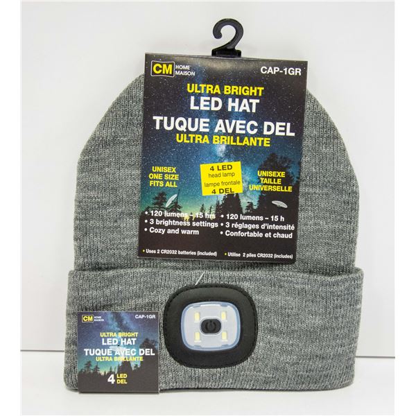 BRAND NEW GREY LED TOQUE