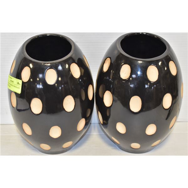 PAIR OF EGG SHAPED CHOCOLATE BROWN VASES