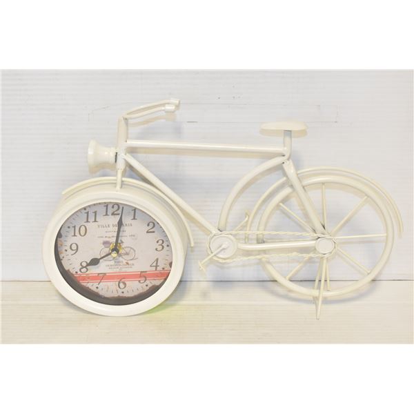 UNIQUE WHITE BICYCLE CLOCK
