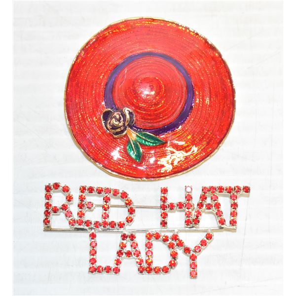 RED HAT LADY BROACH AND PENDANT