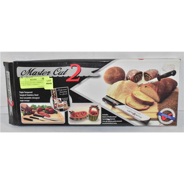 NEW KNIFE SET INCL CHEFS, 2 CARVE+SERVE, PARING +