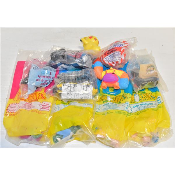11 VINTAGE HAPPY MEAL TOYS "DINOSAURS/BATMAN"