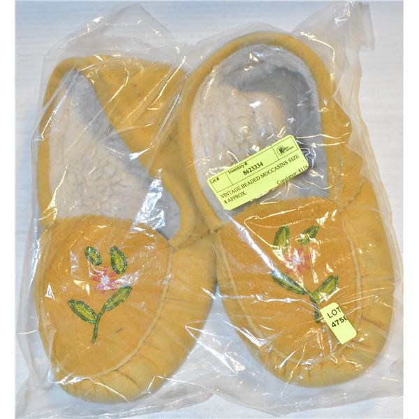 VINTAGE BEADED MOCCASINS SIZE 8 APPROX.