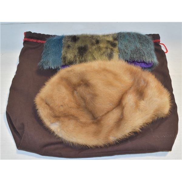 SEAL SKIN ARTIC HEADBAND AND MINK HAT TOGETHER