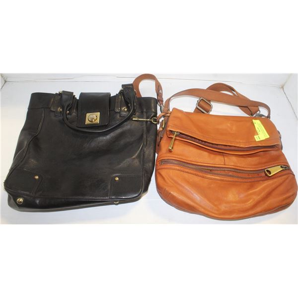 FOSSIL AND BANANA REPUBLIC LEATHER PURSES TOGETHER