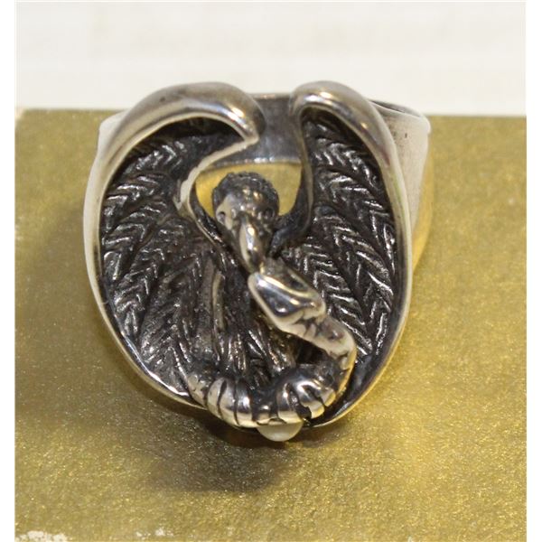 MEN'S RING SILVER-STAINLESS NO MARK SZ 10 SNAKE