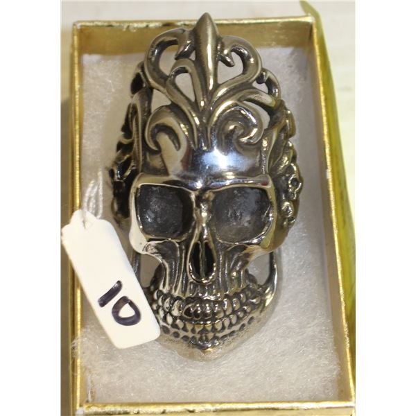 NEW MEN'S RING LARGE SKULL SIZE 10 STAINLESS