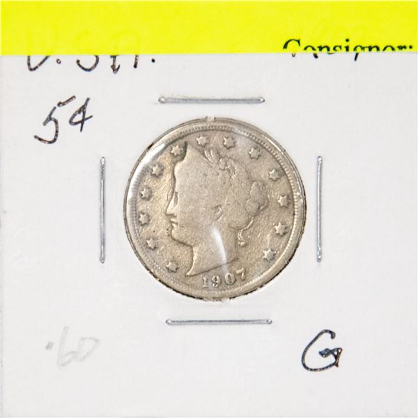 1907 USA 5 CENT COIN