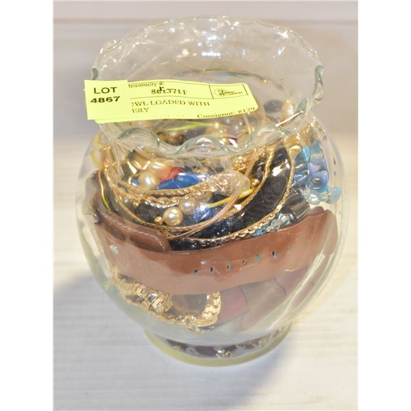 ROSE BOWL LOADED WITH JEWELLERY