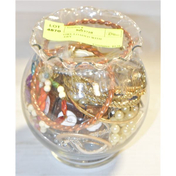 ROSE BOWL LOADED WITH JEWELLERY