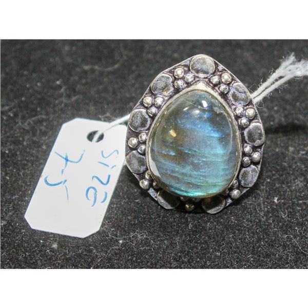 #142-NATURAL FIRE LABRADORITE RING SIZE 7.5