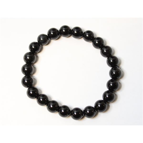 #272-NATURAL BLACK OBSIDAN BEAD BRACELET