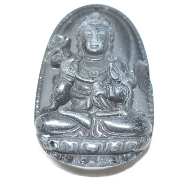 #168-NATURAL BLACK OBSIDANT BUDDIST PENDANT