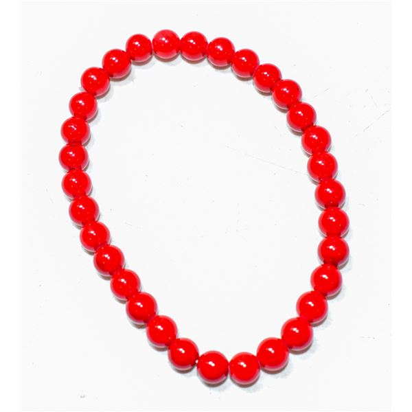 #9- RED CORAL BRACELET 7.5"/6mm