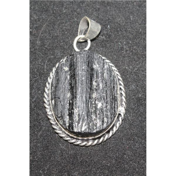 #92-NATURAL BLACK TOURMALINE PENDANT (RAW)