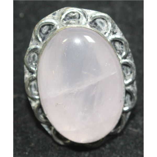 #122-NATURAL PINK ROSE QUARTZ RING SIZE 7