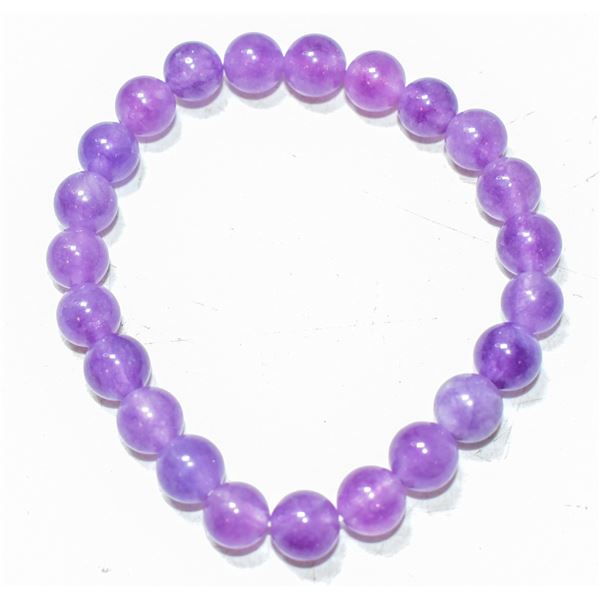 #365-NATURAL DREAM AMETHYST BEAD BRACELET 7.5"