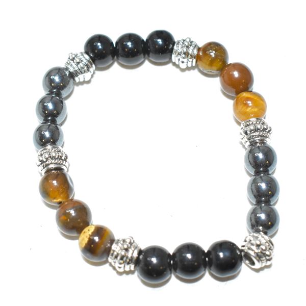 #269-NATURAL TIGER EYE,HERMATITE,MEGNET BRACELET
