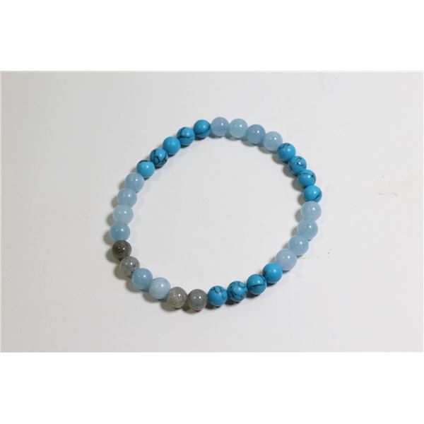 #354-LARIMAR,LABRADORITE,TOURQUOISE BEAD BRACELET