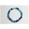 Image 1 : #382-NATURAL BLUE TRIPLE AGATE BEAD BRACELET 7.5"