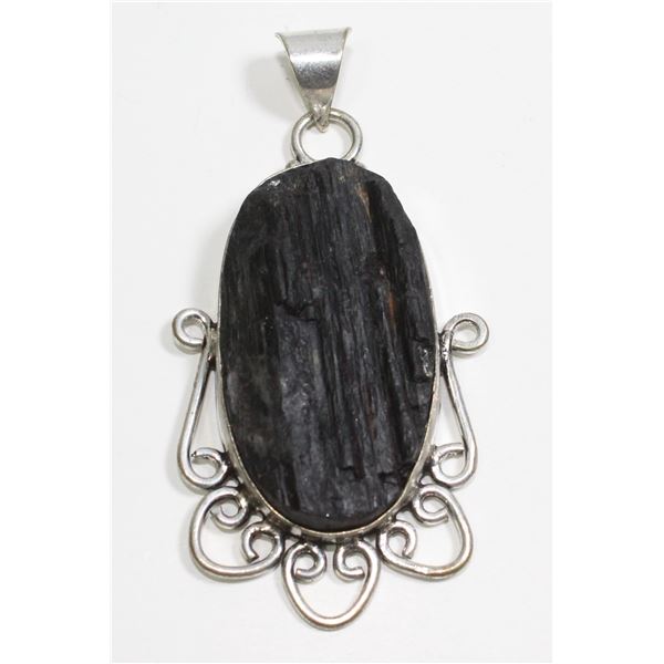 #91-NATURAL BLACK TOURMALINE PENDANT (RAW)