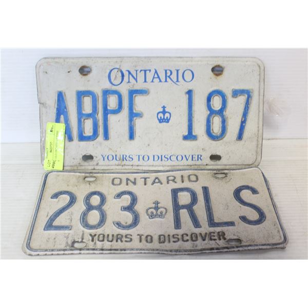 PAIR OF OLD ONTARIO LICENSE PLATES