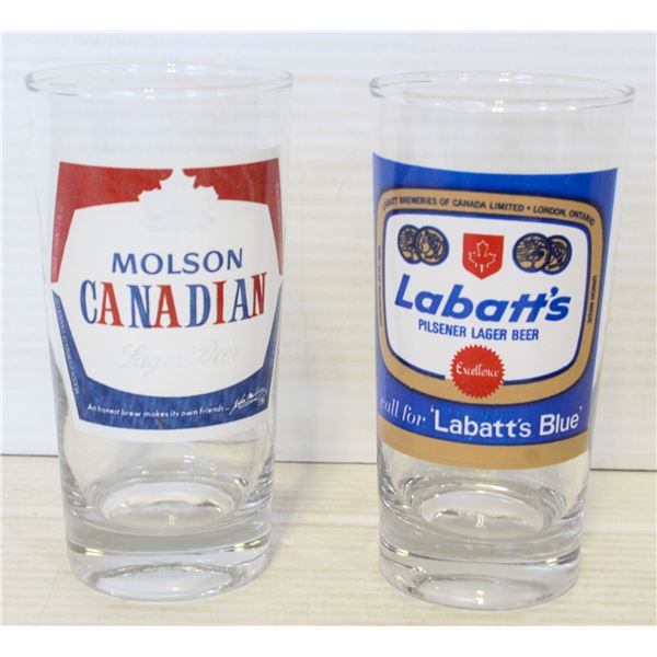 VINTAGE LAGER MOLSON CANADIAN LABATT'S BEER GLASSE