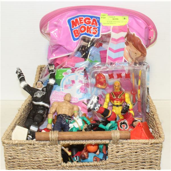 BOX OF KIDS TOYS SOME VINTAGE MEGABLOCKS ETC