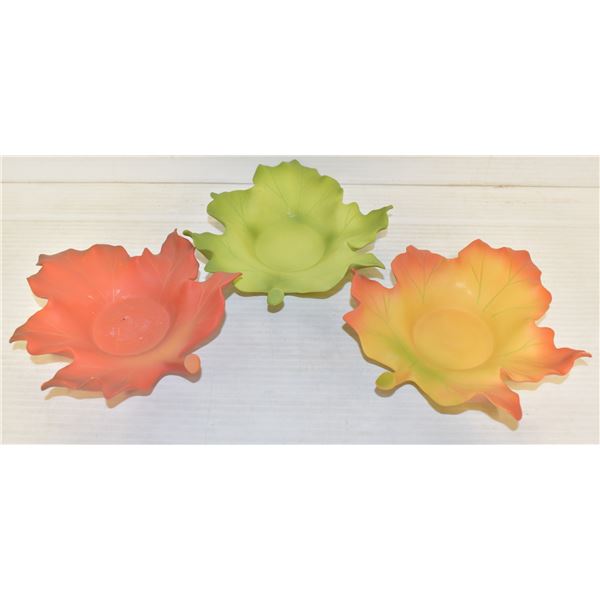PARTY LITE FALL LEAVES CANDLE HOLDERS SET