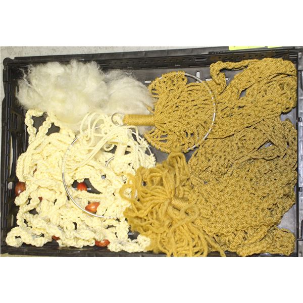 2 MID CENTURY MACRAME HANGING PLANT HOLDERS