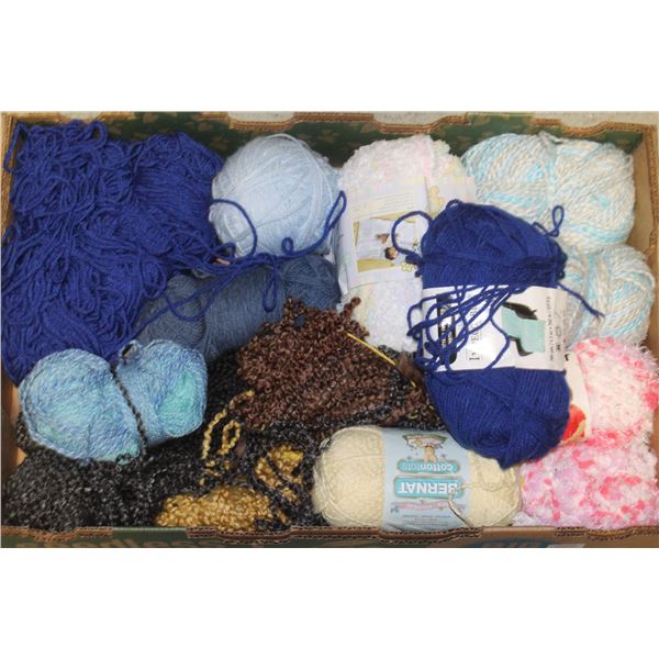 BOX OF KNITTING WOOL / YARN. MANY NEW