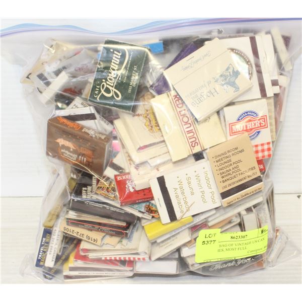 LARGE BAG OF VINTAGE US/CAN MATCHES, MOST FULL