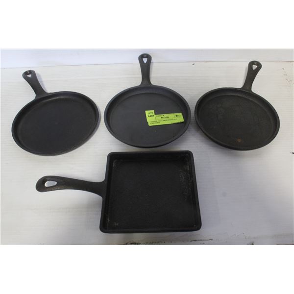 4 SMALL CAST IRON PANS ALL TOGETHER