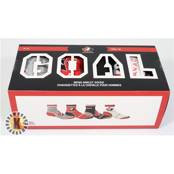 NEW FOUR PAIR SET TEAM CANADA MEN'S ANKLE SOCKS