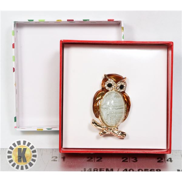 NEW OWL THEME BROOCH IN GIFT BOX